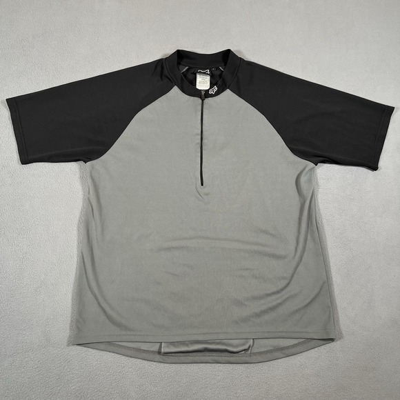 Fox Racing 1/4 Zip Jersey‎ Shirt Mens L Gray Black Performance BMX Dirt Bike MTB - Picture 1 of 6